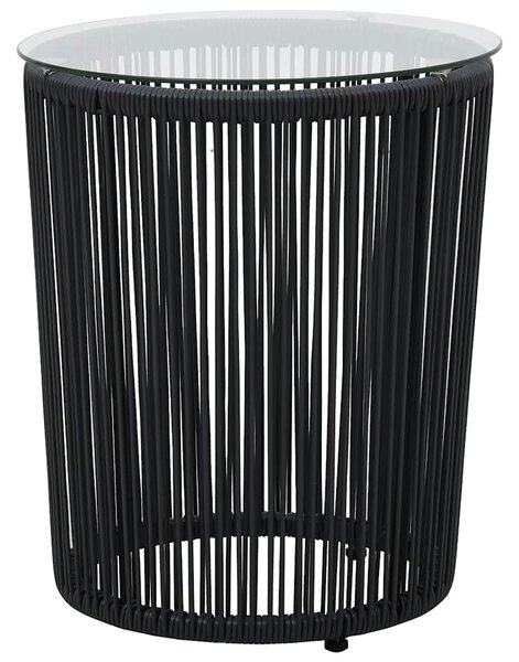 3 darabos fekete PE rattan bisztrószett párnával