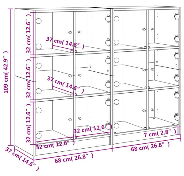 VidaXL Fa Könyvespolc - 12 Rekesz - 136x37x109 cm
