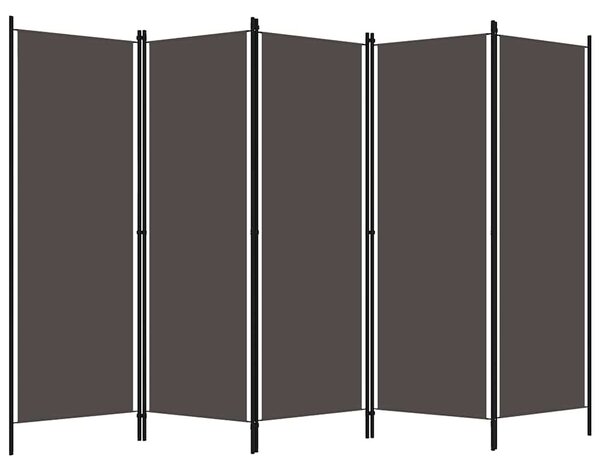 Antracitszürke 5 paneles paraván 250 x 180 cm