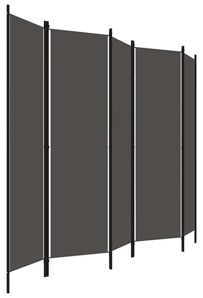 Antracitszürke 5 paneles paraván 250 x 180 cm