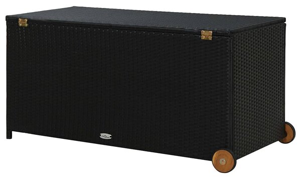 Fekete polyrattan kerti tárolóláda 120 x 65 x 61 cm