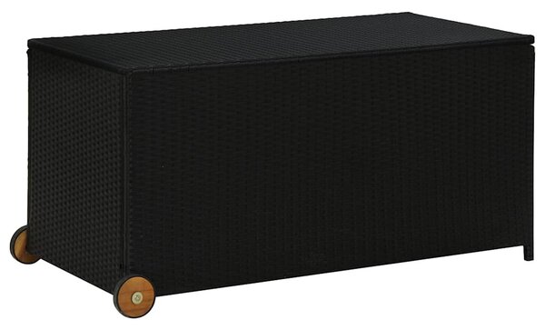 Fekete polyrattan kerti tárolóláda 120 x 65 x 61 cm
