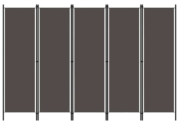 Antracitszürke 5 paneles paraván 250 x 180 cm
