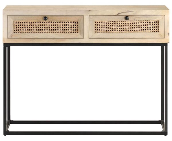Tömör mangófa és természetes nád tálalóasztal 100 x 35 x 76 cm