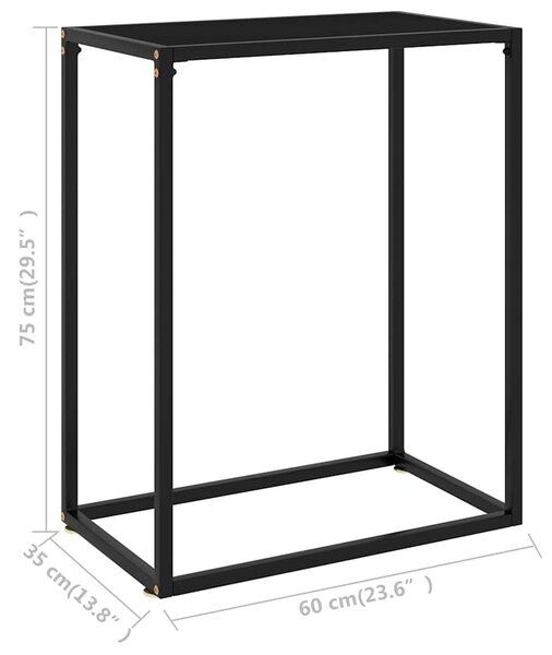 Fekete edzett üveg tálalóasztal 60 x 35 x 75 cm