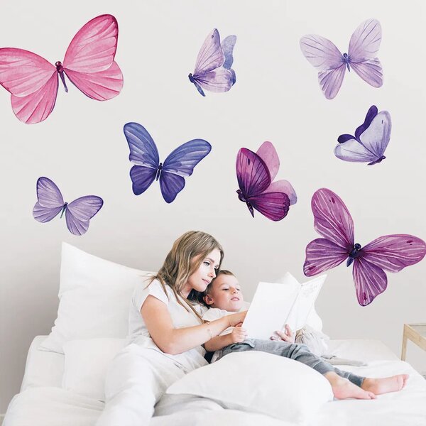 Gyerekszoba falmatrica - Lila pillangók