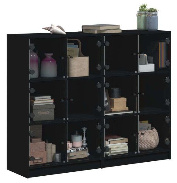 VidaXL Fa Könyvespolc - 12 Rekesz - Fekete - 136x37x109cm