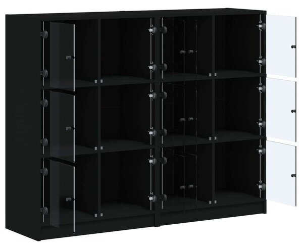 VidaXL Fa Könyvespolc - 12 Rekesz - Fekete - 136x37x109cm
