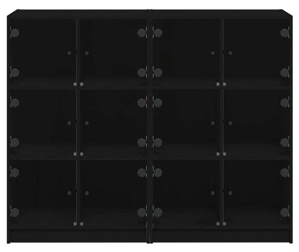 VidaXL Fa Könyvespolc - 12 Rekesz - Fekete - 136x37x109cm