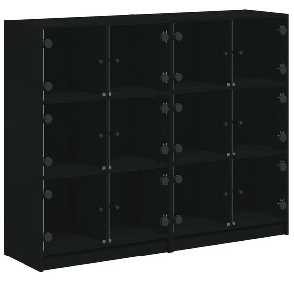 VidaXL Fa Könyvespolc - 12 Rekesz - Fekete - 136x37x109cm