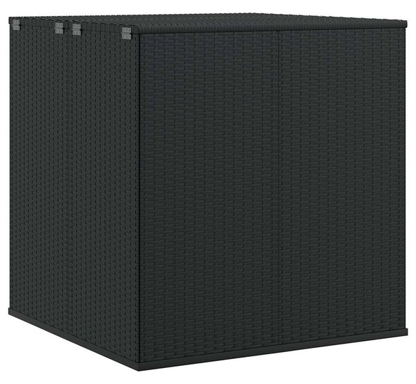 Fekete polyrattan kerti párnatartó doboz 100 x 97,5 x 104 cm