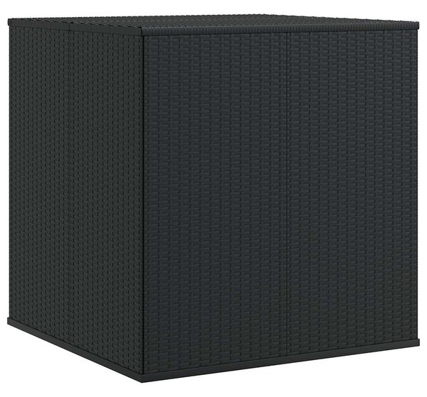 Fekete polyrattan kerti párnatartó doboz 100 x 97,5 x 104 cm