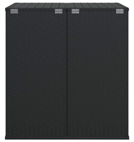 Fekete polyrattan kerti párnatartó doboz 100 x 97,5 x 104 cm