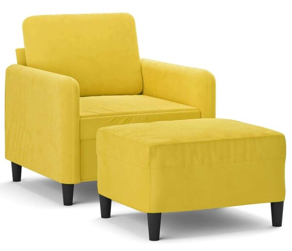 VidaXL sárga bársony kanapéfotel lábtartóval 60 cm