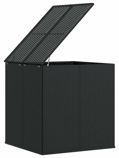 Fekete polyrattan kerti párnatartó doboz 100 x 97,5 x 104 cm