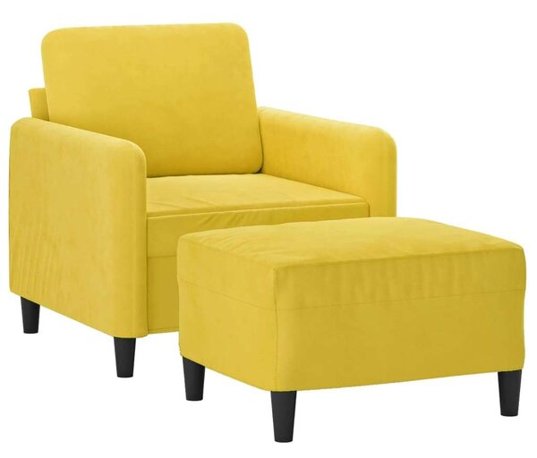 VidaXL sárga bársony kanapéfotel lábtartóval 60 cm