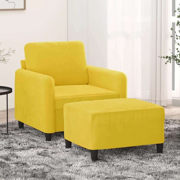 VidaXL sárga bársony kanapéfotel lábtartóval 60 cm