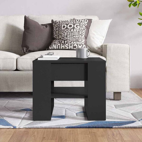 Fekete szerelt fa dohányzóasztal 55,5 x 55 x 45 cm