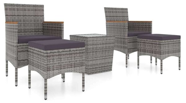 VidaXL 5 részes szürke polyrattan kerti bisztrószett
