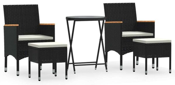 VidaXL Polyrattan Kerti Bisztrószett - 5 részes - Fekete