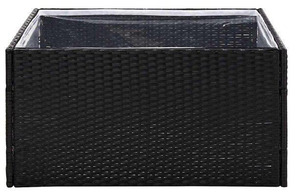 Fekete polyrattan kerti ültetőláda 80 x 80 x 40 cm