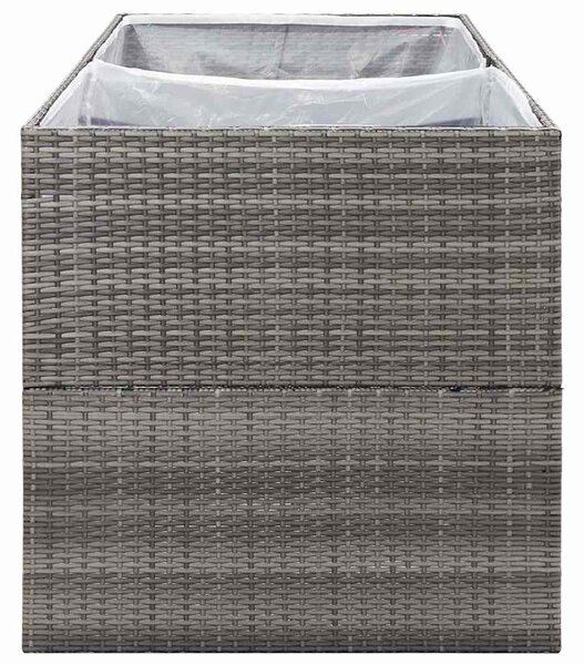 Szürke polyrattan kerti ültetőláda 157x80x80 cm