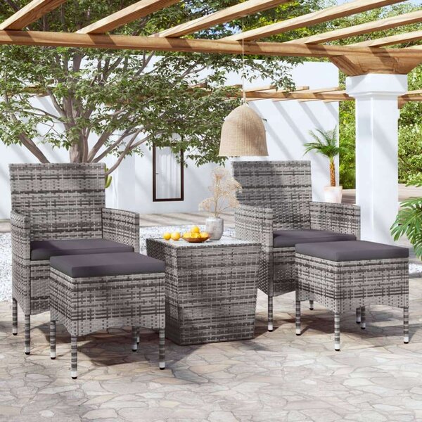 VidaXL Kerti Bisztrószett - 5 részes - Szürke Polyrattan