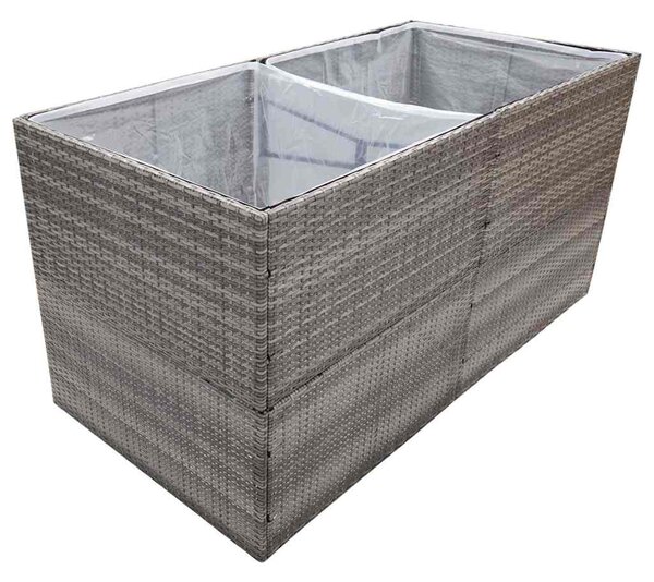 Szürke polyrattan kerti ültetőláda 157x80x80 cm