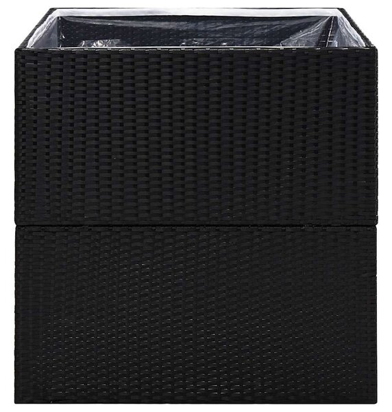 Fekete polyrattan kerti ültetőláda 80x80x80 cm