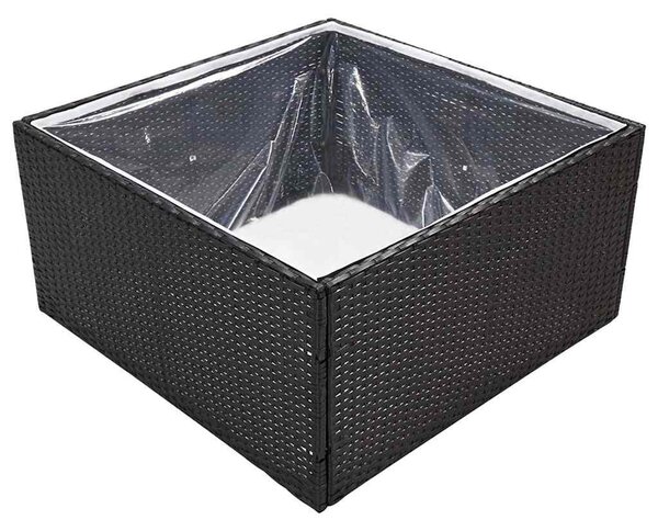 Fekete polyrattan kerti ültetőláda 80 x 80 x 40 cm