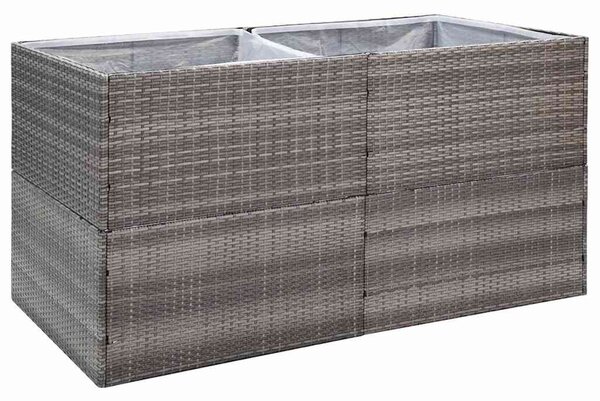 Szürke polyrattan kerti ültetőláda 157x80x80 cm