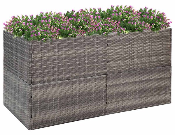 Szürke polyrattan kerti ültetőláda 157x80x80 cm