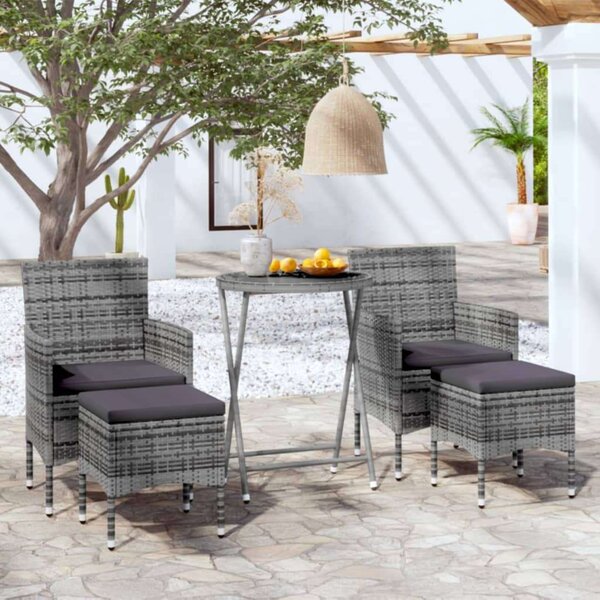 VidaXL Kerti Bisztrószett - 5 részes - Szürke Polyrattan