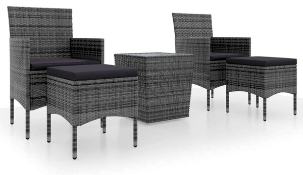VidaXL Kerti Bisztrószett - 5 részes - Szürke Polyrattan