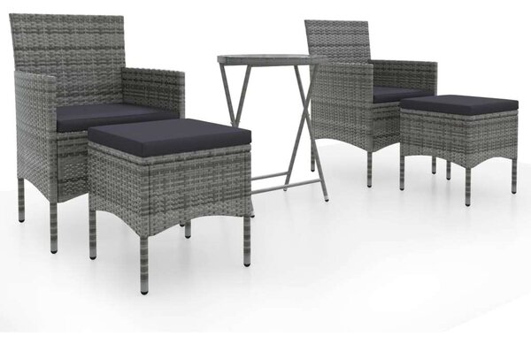 VidaXL Kerti Bisztrószett - 5 részes - Szürke Polyrattan