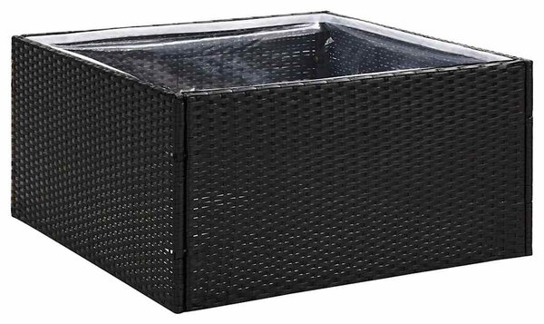 Fekete polyrattan kerti ültetőláda 80 x 80 x 40 cm