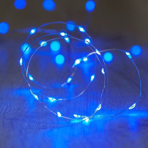 LED fényfüzér – elemes, kék, 20 dióda, 2,3 m