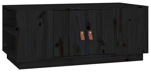 Fekete tömör fenyőfa dohányzóasztal 100 x 50 x 41 cm
