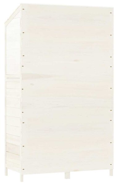 Fehér tömör fenyőfa kerti fészer 102x52x174,5 cm