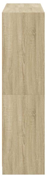 Fa Könyvespolc - 16 Rekesz - Üveg - Sonoma Tölgy - 136x37x142 cm