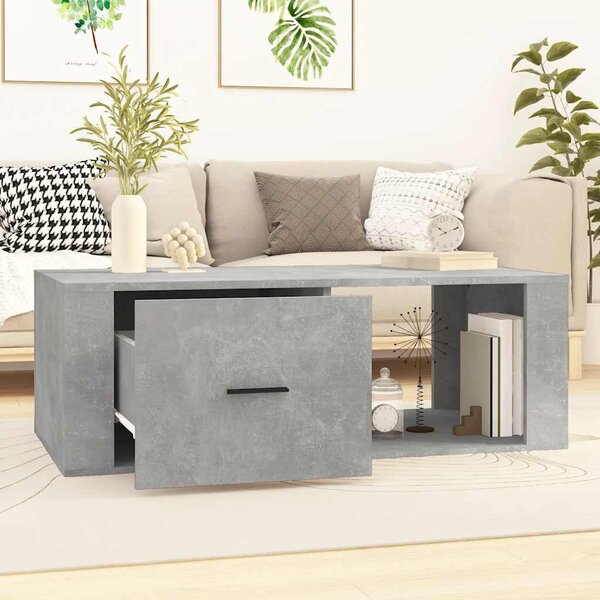 Betonszürke szerelt fa dohányzóasztal 100x50,5x35 cm
