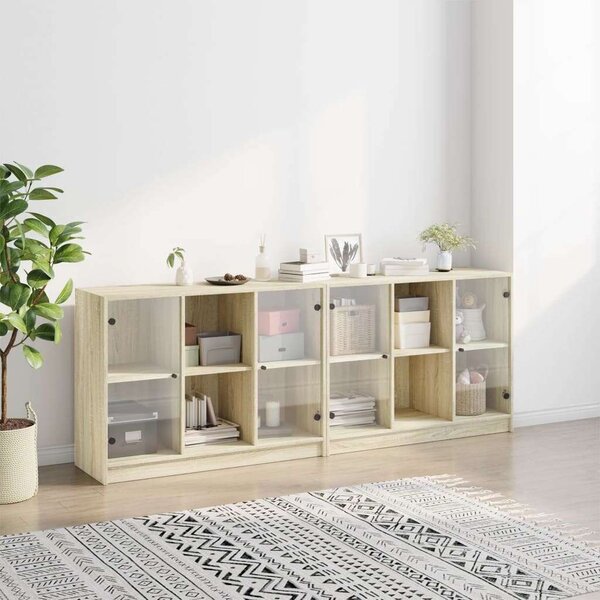 VidaXL Fa Könyvespolc - 12 Rekesz - 204x37x75 cm