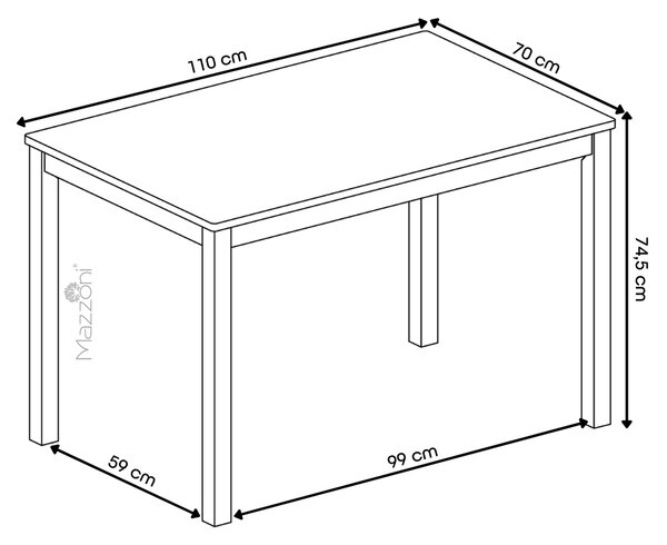 MAZZONI EXPORT TORINO étkezőgarnitúra asztal + 4 szék Fehér/Világosszürke (Savana 21 szövet) - FA ÉTKEZŐ GARNITÚRA KONYHÁBA/ÉTKEZŐBE