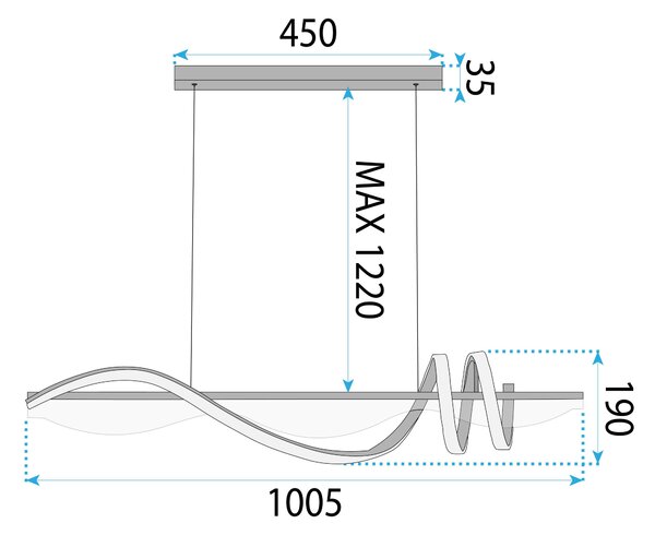 LED Lámpa LHJ041-CP 100 cm BLACK