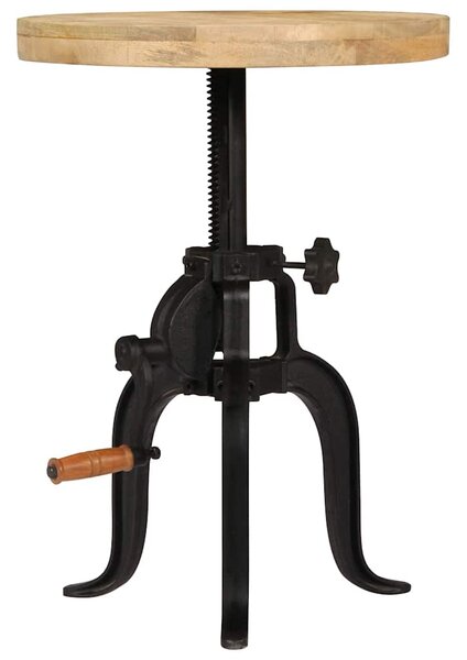 Tömör mangófa és öntöttvas kisasztal 45 x (45-62) cm