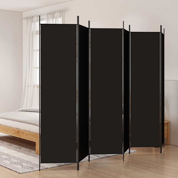 6 paneles fekete szövet térelválasztó 300x200 cm