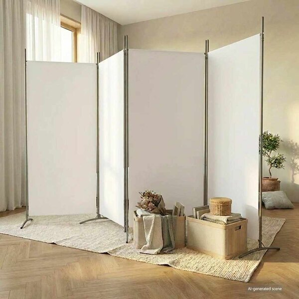 4 paneles fehér szövet térelválasztó 346x180 cm
