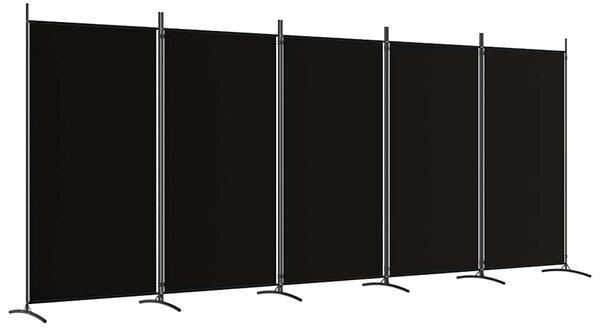 5 paneles fekete szövet térelválasztó 433x180 cm