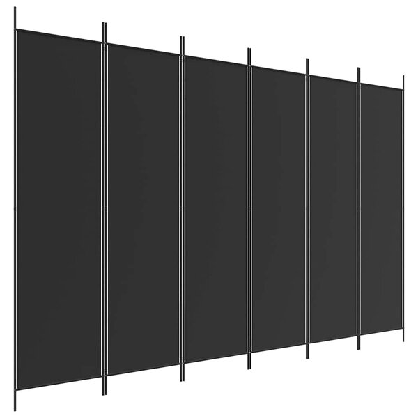 6 paneles fekete szövet térelválasztó 300x200 cm