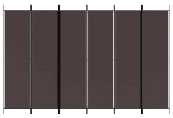 6 paneles barna szövet paraván 300x200 cm